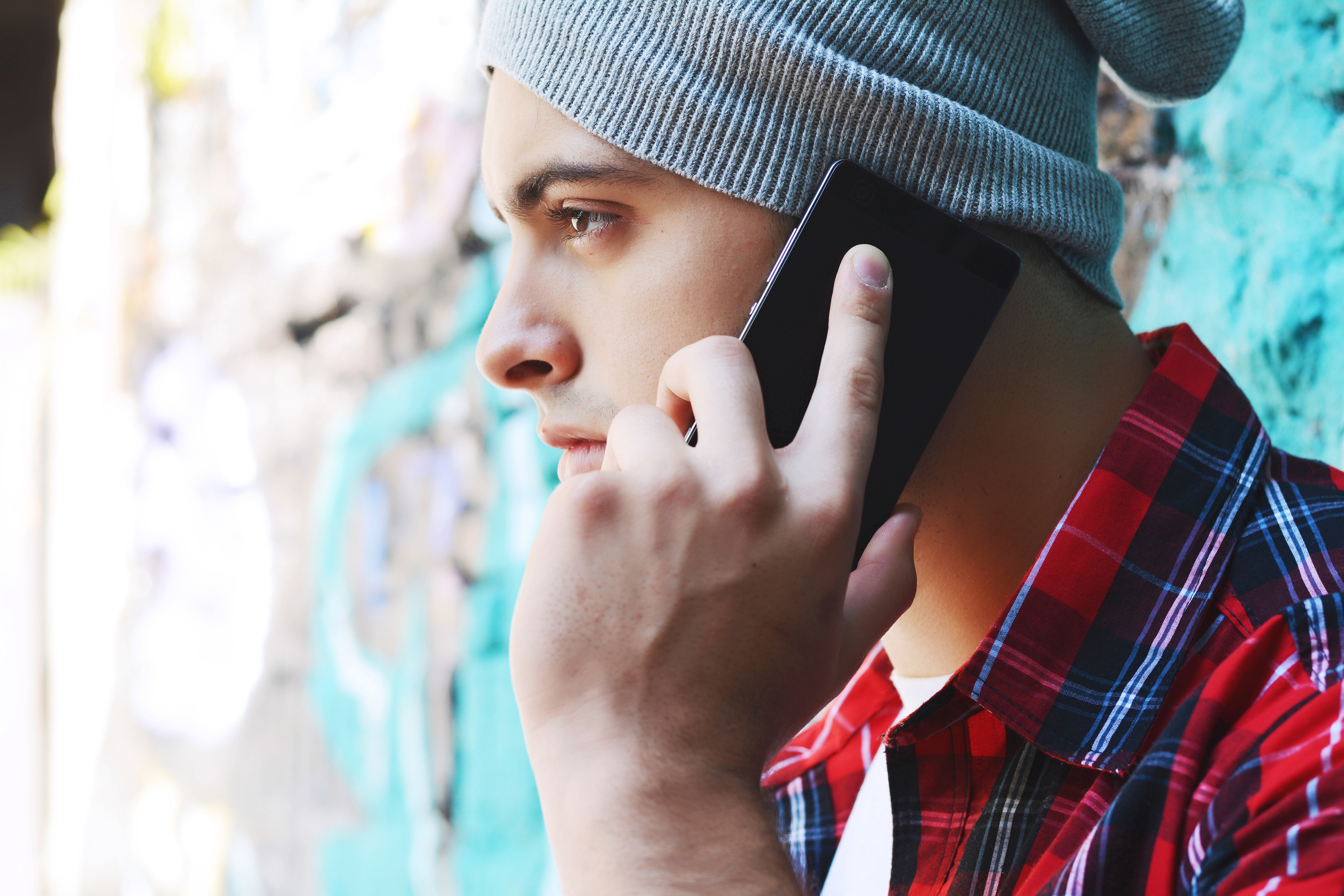 man talking on phone