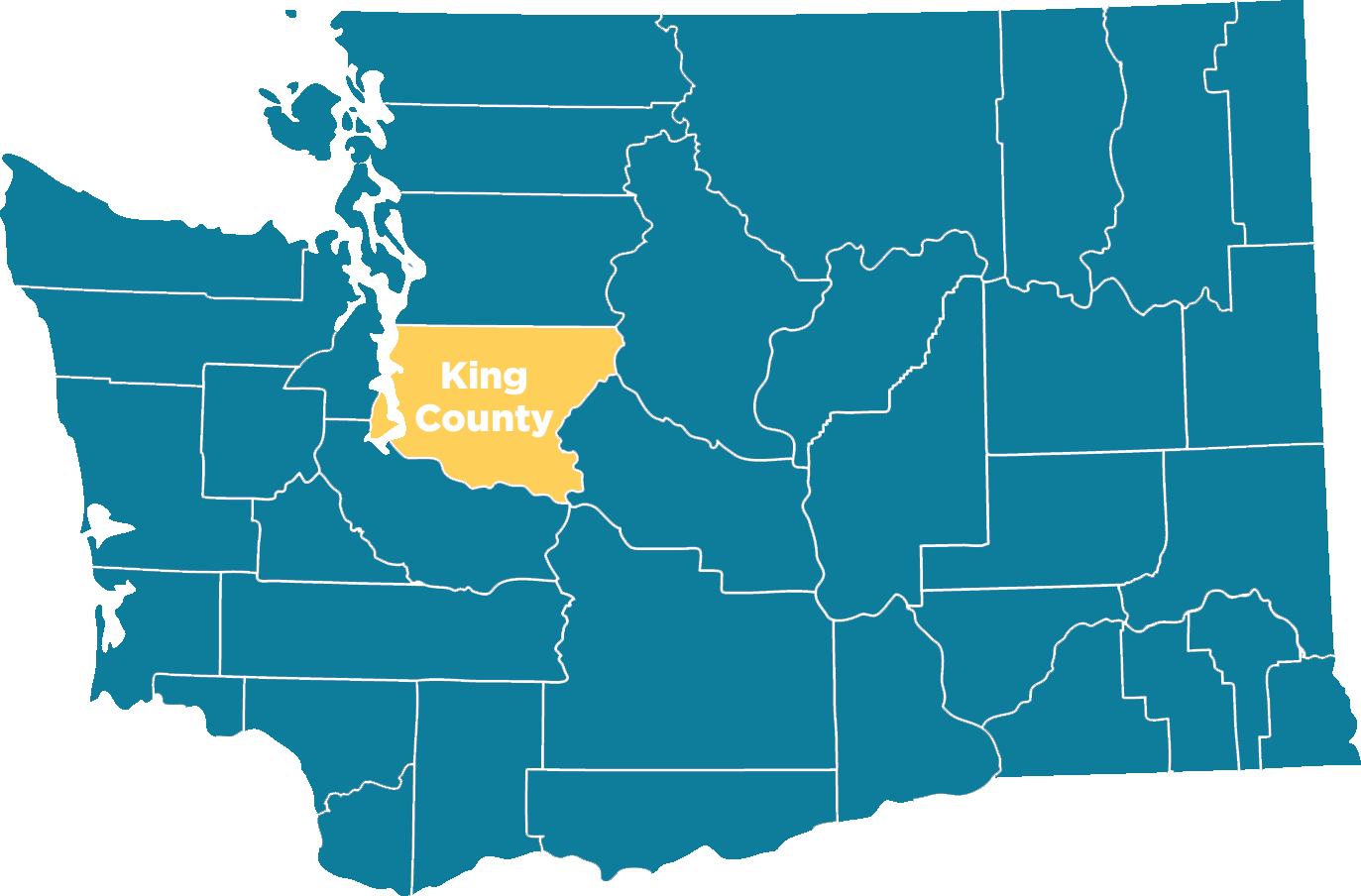Map of Washington State with King County highlighted