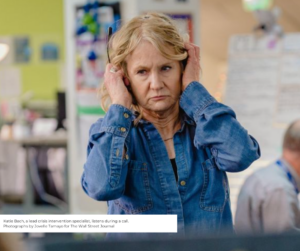 6 Crisis Connections supervisor listening to a call