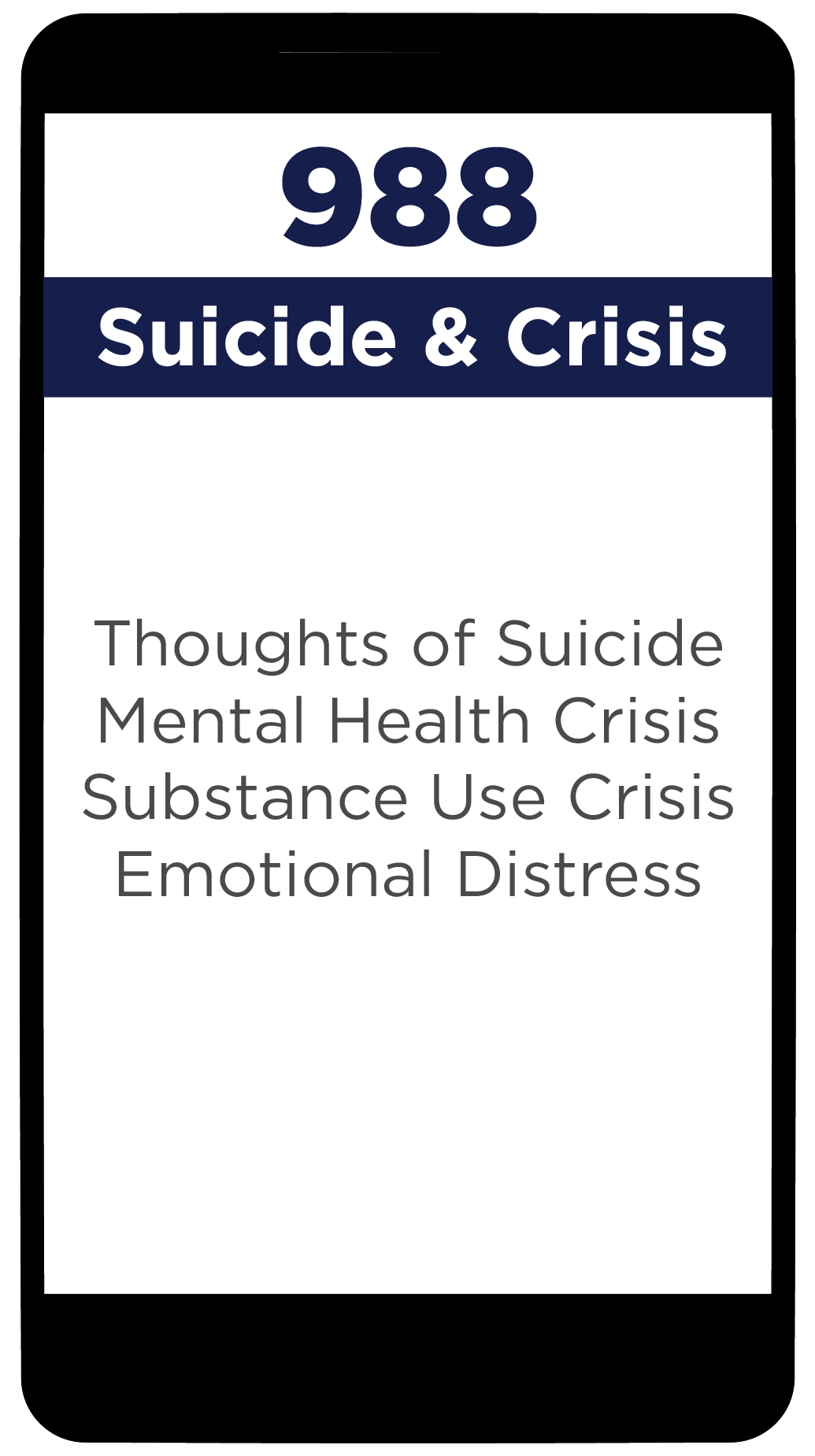 988 Phone with Reasons Web 1032px 988 Suicide & Crisis Reasons to Call phone graphic